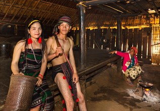 Phnong woman and man in traditional costume