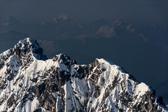 Blue hour above the Allgau Alps with peak of the Rauhorn