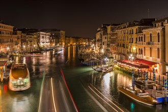 Grand Canal with ships at night