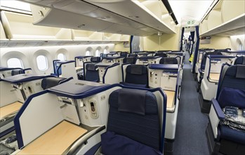 Business Class seats inside a Boeing 787-9 Dreamliner of the airline ANA