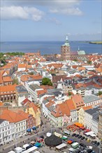 View of the city with St. Nicholas' Church as seen from the tower of St. Mary's Church