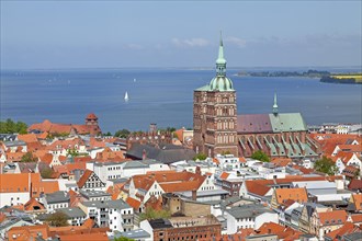 View of the city with St. Nicholas' Church as seen from the tower of St. Mary's Church