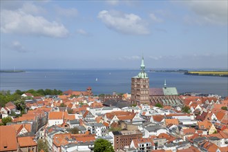 View of the city with St. Nicholas' Church as seen from the tower of St. Mary's Church