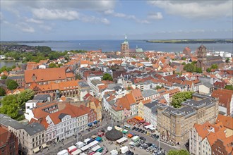 View of the historic city centre of Stralsund as seen from the tower of St. Mary's Church