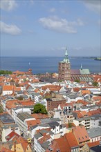 View of the city with St. Nicholas' Church as seen from the tower of St. Mary's Church