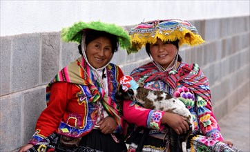 Two Peruvian women in traditional costume