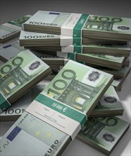 Bundled hundred euro bills