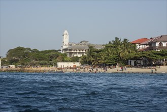 View from the sea to the town