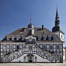 Historic town hall with St. Johannes Baptist parish church