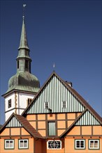 Town of beautiful gables with St. Johannes Baptist parish church