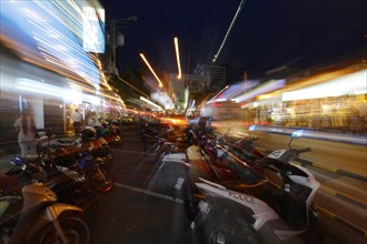 Motorcycles parked in the center of Bangkok