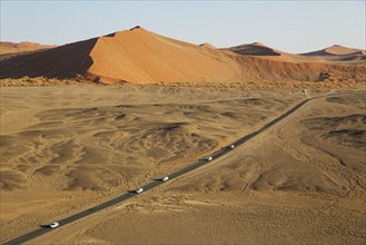 Paved road connecting Sesriem and the famous Sossusvlei in the heart of the Namib Desert