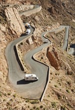 View of the serpentines of the mountain pass in Dades Gorges in the High Atlas mountains