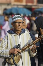 Musician at the Jemaa el-Fnaa square in Marrakesh