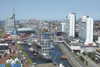 View from the radar tower with Havenwelten and Columbus Center at Sail 2015