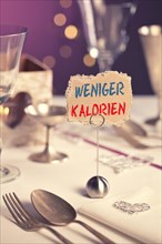 Note on the table that says weniger Kalorien or fewer calories