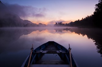 Rowing boat at dawn