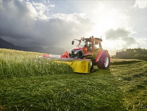 Tractor mowing a field