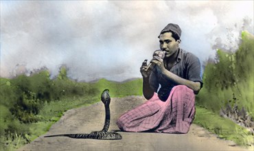 Snake charmer with a cobra