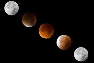 Phases of the lunar eclipse with Blood Moon and Super moon