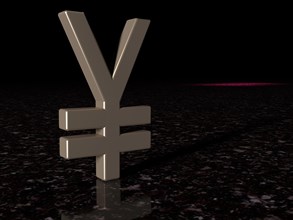 Yen currency symbol made of metal