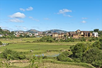 Village of the Betsileo pople with terraced rice paddies