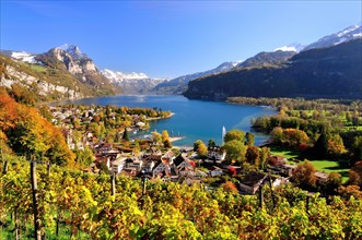 Views of the autumnal Weesen on Walensee