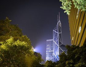 Bank of China headquarters at night