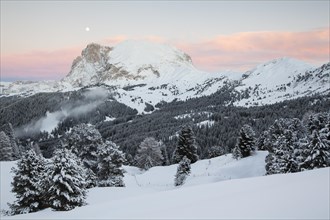 Plattkofel mountain in winter