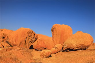 Rock formations in the evening light around the Spitzkoppe