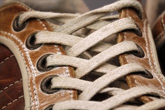 Laces of a leather shoe