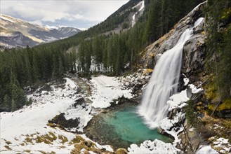 Lower Krimml Waterfall in winter