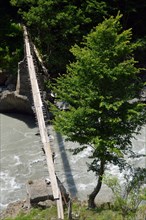 Simple suspension bridge over the Enguri river