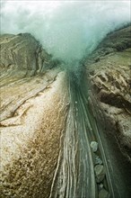 Underwater view of a waterfall in the Verzasca River
