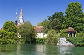 Minster of Our Lady with Lake Constance in the front and the Pavilion of Dominicans Island