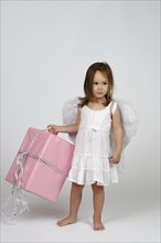 Girl dressed as angel