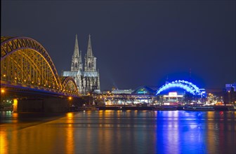Hohenzollern Bridge with Cologne Cathedral and the Musical Dome