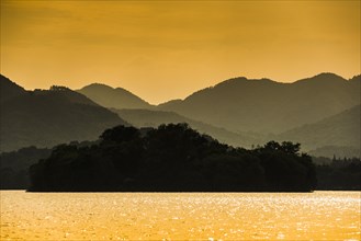 Hills at West Lake at sunset