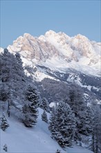 Sass Rigais mountain in winter