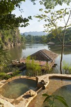 Pools and a floating hut on the River Kwai