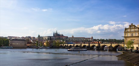 Vltava river with Charles Bridge