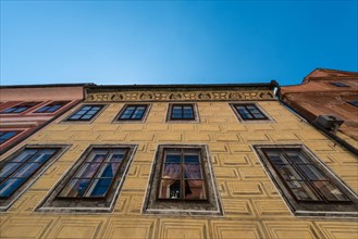 Yellow facade of a historic building