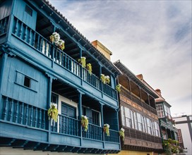 Balconies decorated with flowers