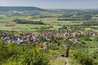 Countryside with the village of Schlaifhausen below the Ehrenburg plateau