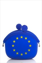 Blue purse with euro-stars
