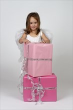 Girl dressed as angel