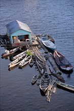 Typical floating house for the Amazon