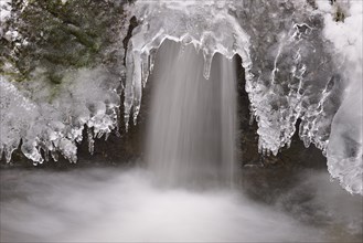 Ice formations at a waterfall in the Selke Valley