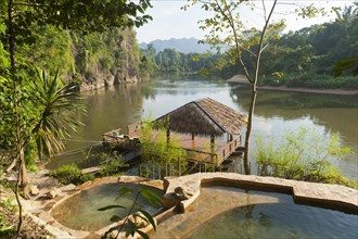 Pools and a floating hut on the River Kwai