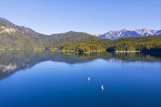 Eibsee lake with Stand Up Paddler